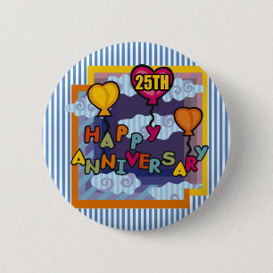 25th Wedding Anniversary Gifts 6 Cm Round Badge