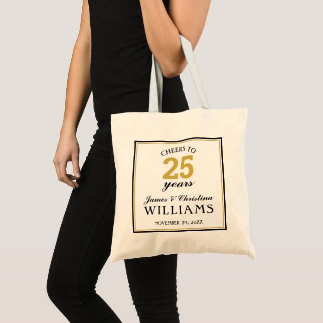 25th Wedding Anniversary Gold Cheers to 25 Years  Tote Bag (Front (Product))
