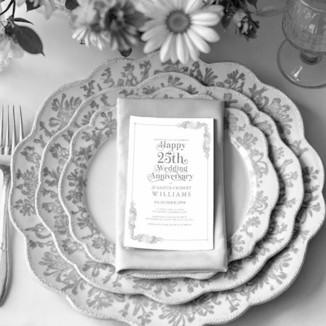 25th Wedding Anniversary Gold Floral Frame Invitation (Creator Uploaded)