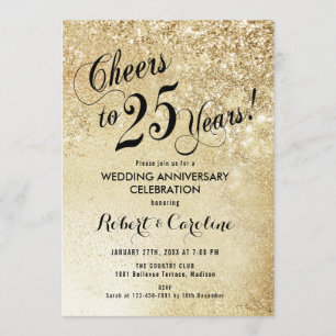 25th Wedding Anniversary Gold Invitation