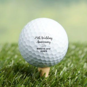 25th Wedding Anniversary Heart Golf Balls