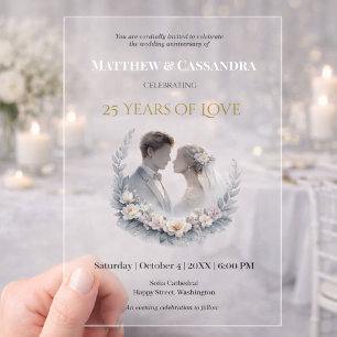 25th Wedding Anniversary Heirloom-Like Celebration Acrylic Invitations