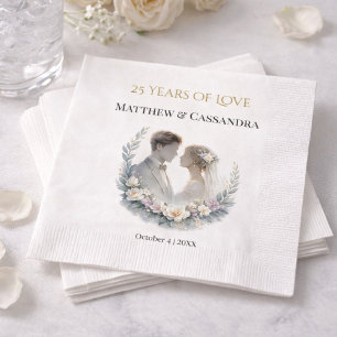 25th Wedding Anniversary Heirloom-Like Celebration Napkin