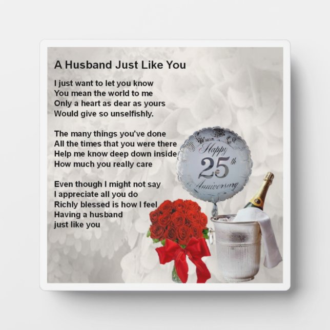 25th Wedding Anniversary Husband Poem Plaque (Front)