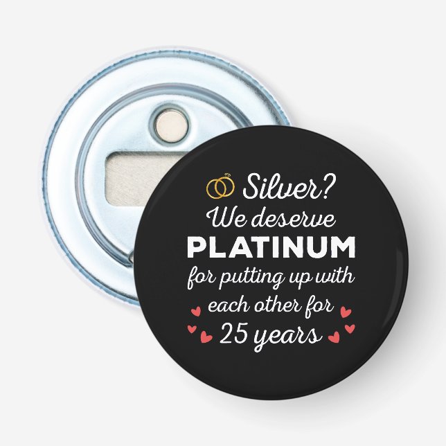 25th Wedding Anniversary I - Silver Funny Couple Bottle Opener (Front)