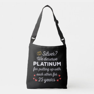 25th Wedding Anniversary I - Silver Funny Couple Crossbody Bag