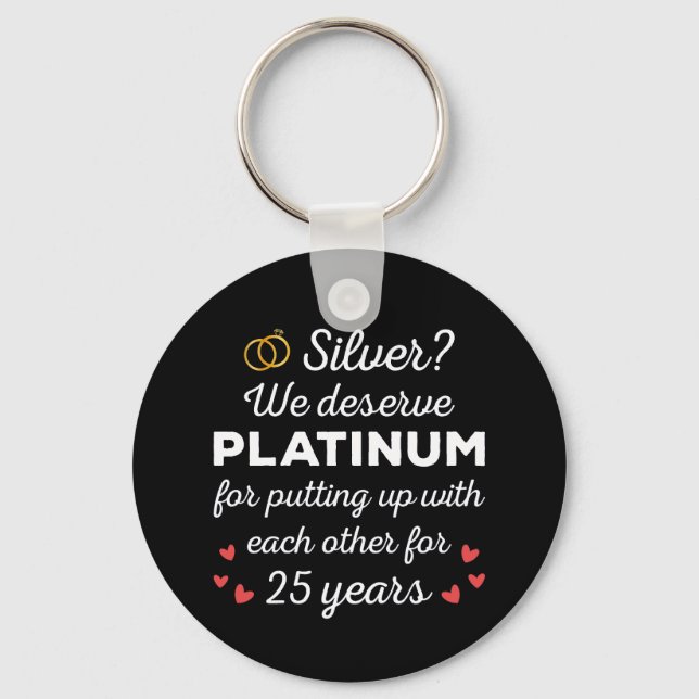25th Wedding Anniversary I - Silver Funny Couple Key Ring (Front)