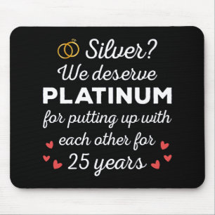 25th Wedding Anniversary I - Silver Funny Couple Mouse Pad