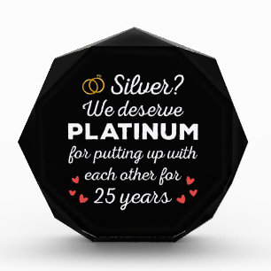 25th Wedding Anniversary I - Silver Funny Couple Photo Block