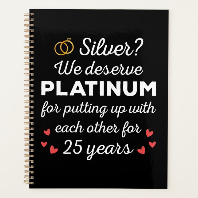 25th Wedding Anniversary I - Silver Funny Couple Planner (Front)
