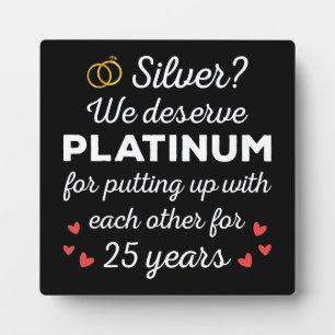 25th Wedding Anniversary I - Silver Funny Couple Plaque