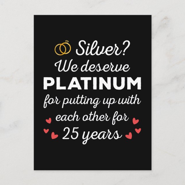 25th Wedding Anniversary I - Silver Funny Couple Postcard (Front)