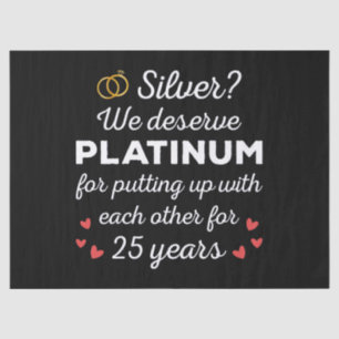 25th Wedding Anniversary I - Silver Funny Couple Tissue Paper