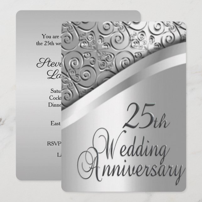 25th Wedding Anniversary Invitation (Front/Back)