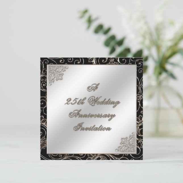 25th Wedding Anniversary Invitation Card (Standing Front)