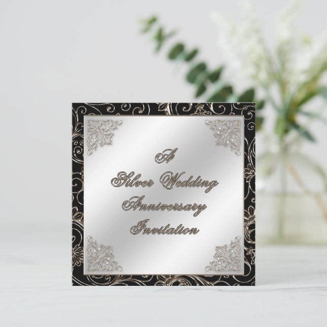 25th Wedding Anniversary Invitation Card (Standing Front)
