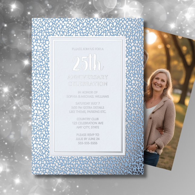 25th Wedding Anniversary Invitation Silver Blue  (Creator Uploaded)