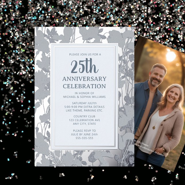 25th Wedding Anniversary Invitation Silver Elegant (Creator Uploaded)