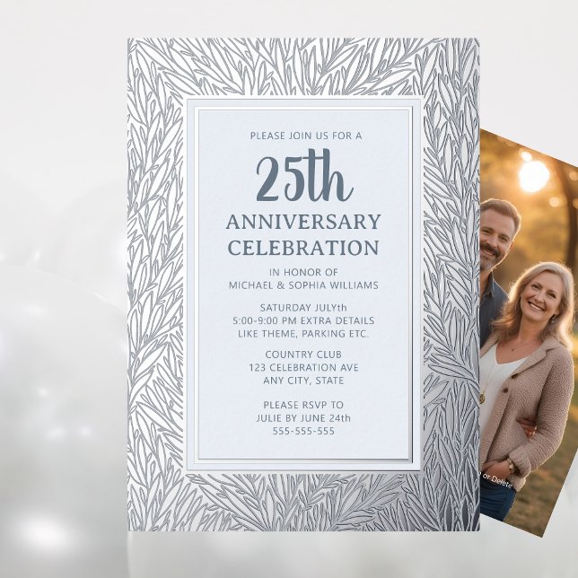 25th Wedding Anniversary Invitation Silver Elegant (Creator Uploaded)