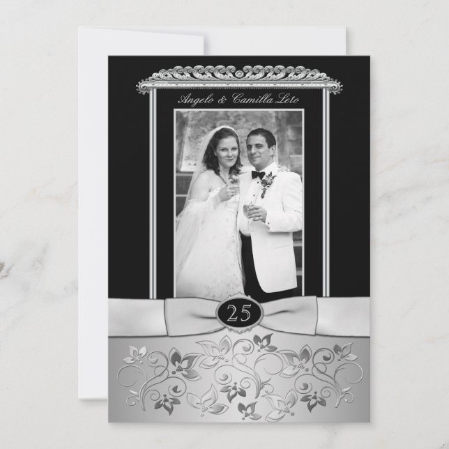 25th Wedding Anniversary Invitation with Photo (Front)