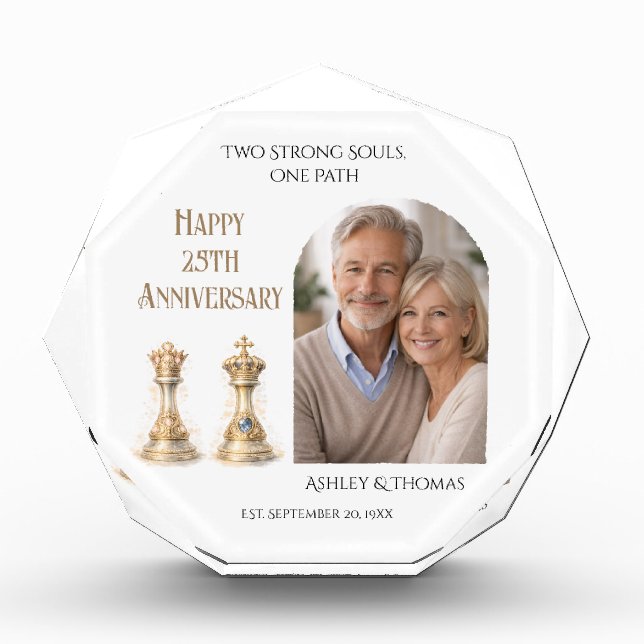 25th Wedding Anniversary King Queen Gift Keepsake Photo Block (Front)