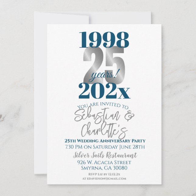 25th Wedding Anniversary Modern Invitation (Front)