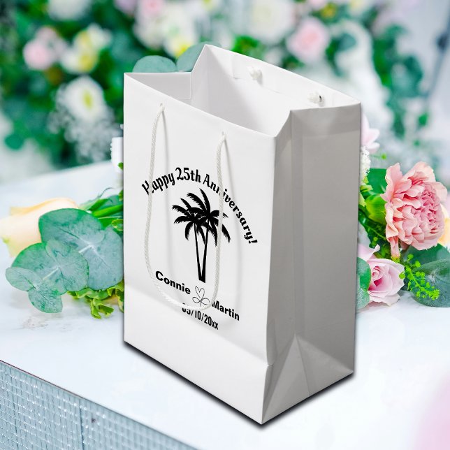 25th Wedding Anniversary Palm Trees Medium Gift Bag (Creator Uploaded)