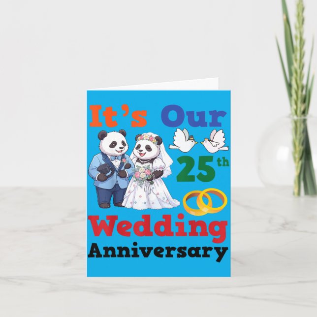 25th Wedding Anniversary Panda Couples Together Card (Front)