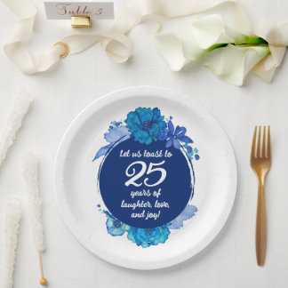 25th Wedding Anniversary paper plates