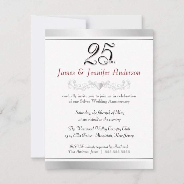 25th Wedding Anniversary Party Invitations (Front)