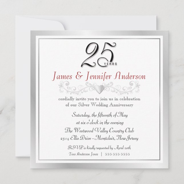 25th Wedding Anniversary Party Invitations (Front)