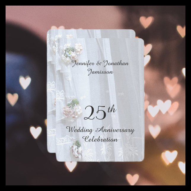 25th Wedding Anniversary Party, Vintage Lace Invitation (Creator Uploaded)