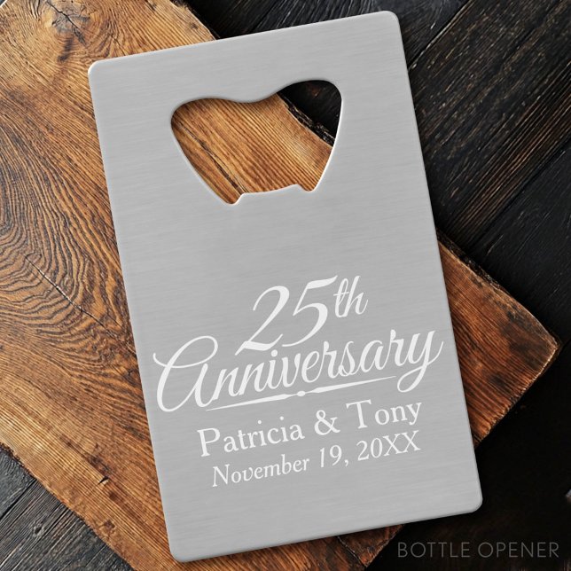 25th Wedding Anniversary Personalised (Custom Bottle Opener - Card Style)