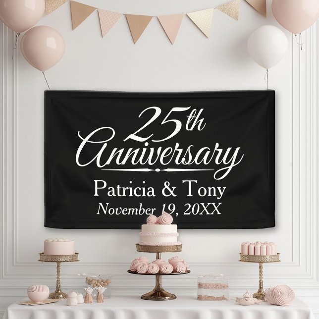 25th Wedding Anniversary Personalised Banner (Custom Anniversary Banner)