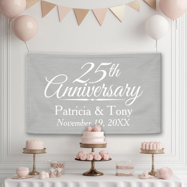 25th Wedding Anniversary Personalised Banner (Custom Anniversary Banner)