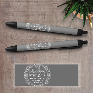 25th Wedding Anniversary Personalised Black Ink Pen