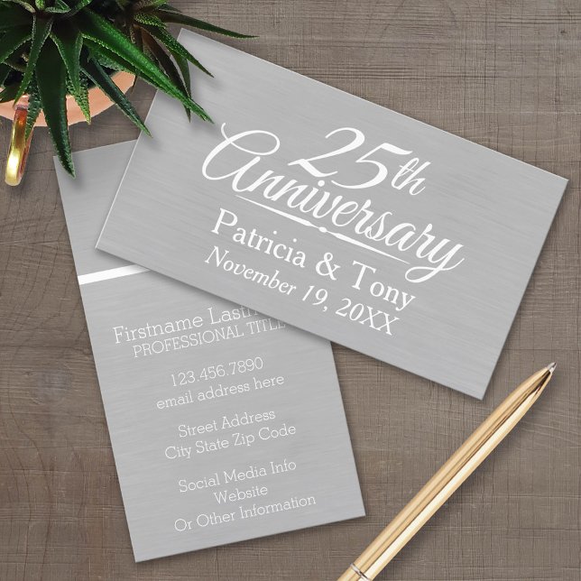 25th Wedding Anniversary Personalised Business Card (Custom Anniversary Calling Card)