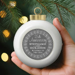 25th Wedding Anniversary Personalised Ceramic Ball Christmas Ornament<br><div class="desc">Traditional Grey Silver and White Border - Perfect gift for parents or grandparents. A keepsake that you can customise.</div>