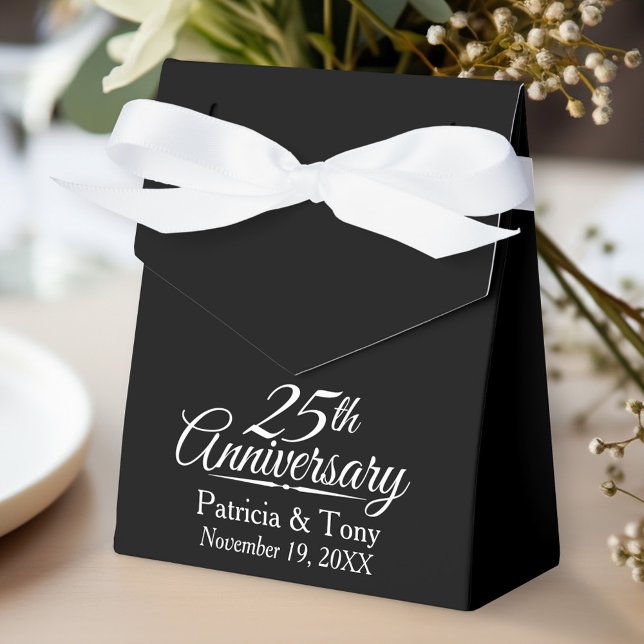 25th Wedding Anniversary Personalised Favour Box (Personalized gift box for wedding anniversary party favors)