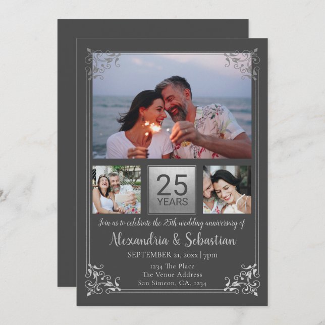 25th Wedding Anniversary Personalised Frame Invitation (Front/Back)