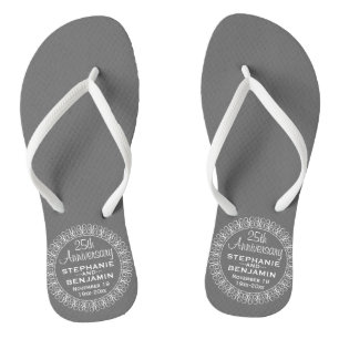 25th Wedding Anniversary Personalised Jandals