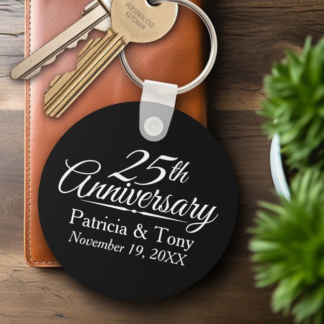 25th Wedding Anniversary Personalised Key Ring (Personalized Keychain - Wedding Anniversary Keyring)