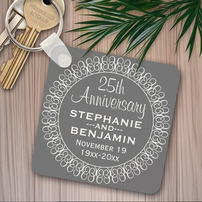 25th Wedding Anniversary Personalised Key Ring (Personalized keychain -Wedding Anniversary)