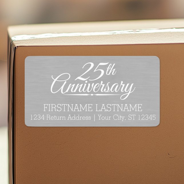 25th Wedding Anniversary Personalised Label (Custom Shipping Label with Return Address)
