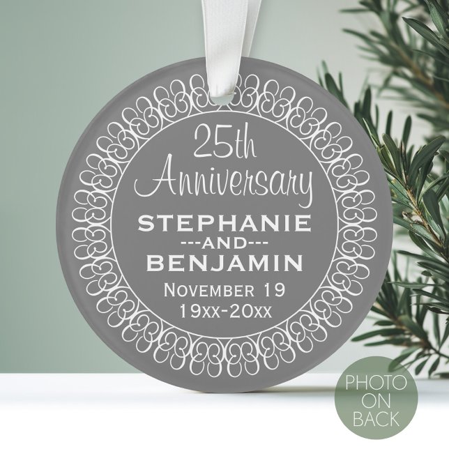 25th Wedding Anniversary Personalised Ornament (Personalized Wedding Anniversary Photo Ornament)
