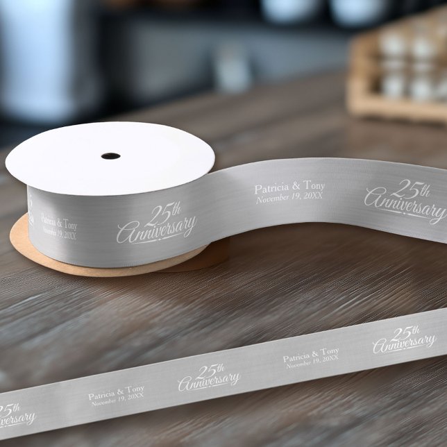 25th Wedding Anniversary Personalised Satin Ribbon (Custom Wedding Anniversary Ribbon)