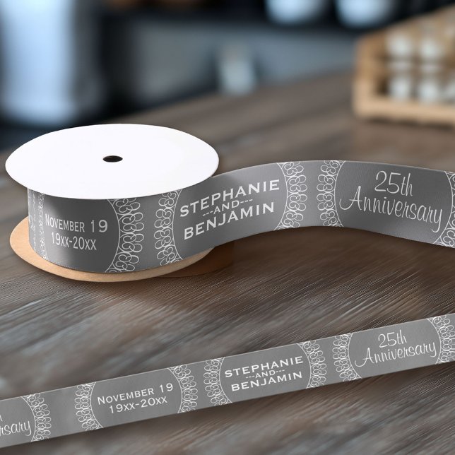 25th Wedding Anniversary Personalised Satin Ribbon (Custom Wedding Anniversary Ribbon)