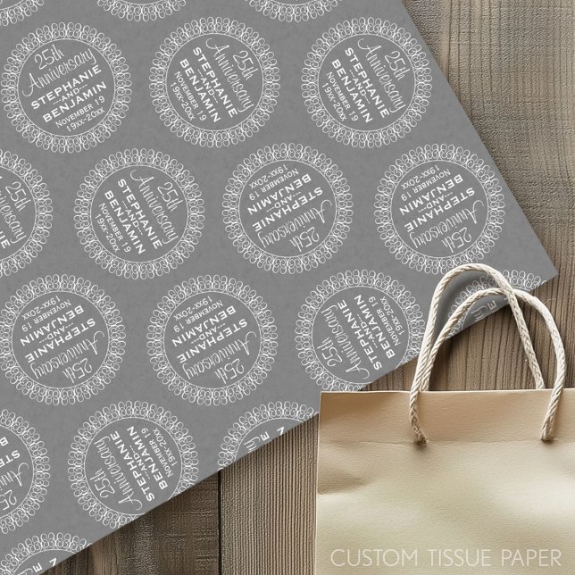 25th Wedding Anniversary Personalised Tissue Paper (Custom Tissue Paper)