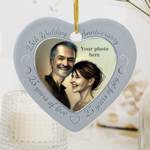25th Wedding Anniversary Photo Ceramic Tree Decoration