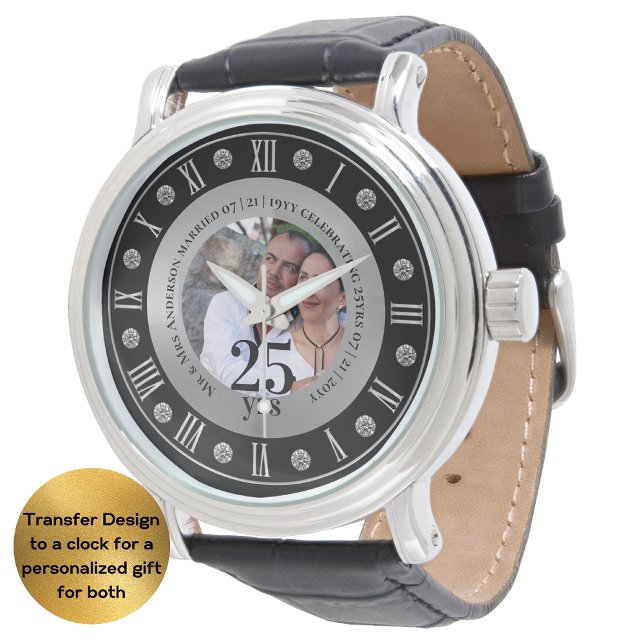 25th Wedding Anniversary PHOTO Gift Silver Jubilee Watch (Creator Uploaded)